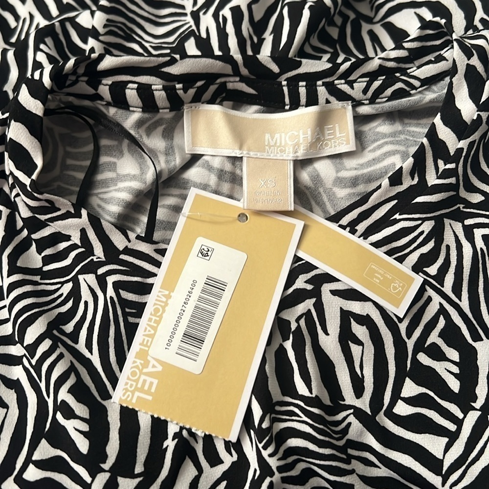 MICHAEL MICHAEL KORS Women's Zebra-Print Asymmetrical Midi Dress - Picture 3 of 6